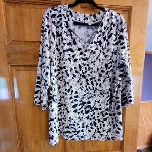 Dia & Co 3x White, Navy & Grey blouse